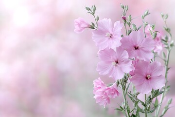 Fototapeta premium Floral action in nature background pink flowers peaceful environment soft viewpoint
