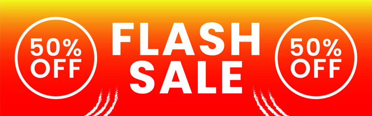 Flash sale 50 off discount sale banner horizontal template design 