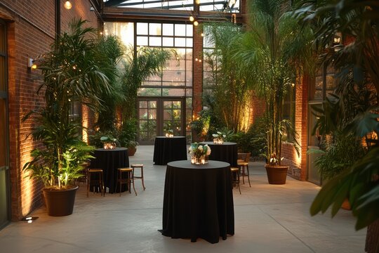 Renewable energy-powered event space, a venue featuring solar and wind energy, promoting eco-friendly and sustainable events