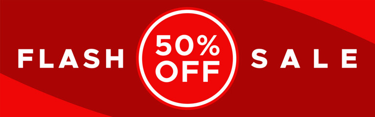 Flash sale 50 percent off sale banner horizontal template 