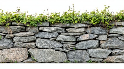 A rustic stone wall adorned with vibrant green foliage, creating a natural and inviting appearance.