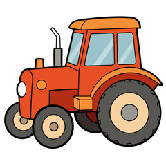 red tractor isolated on white