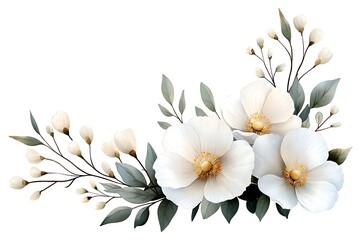 Minimalist floral composition white flowers in a natural botanical setting