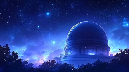 Obraz premium Observatory Dome Underneath a Starry Night Sky