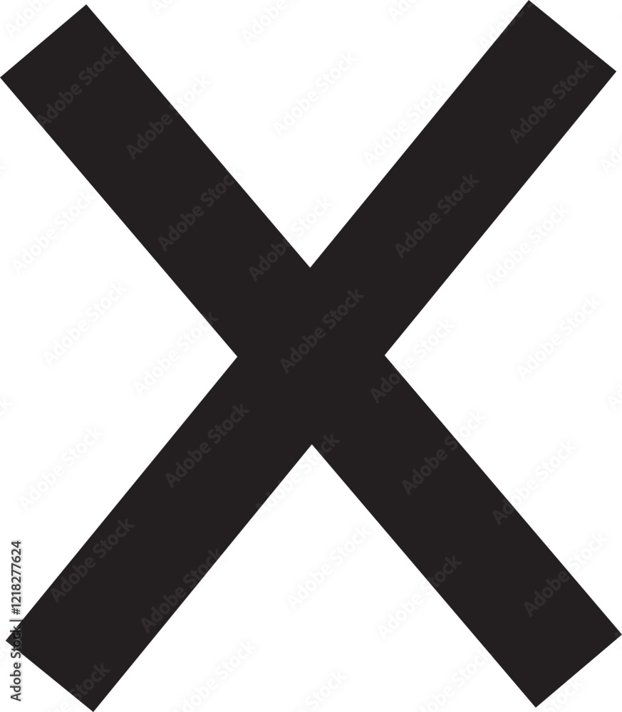 Poster cross sign icon in black flat style. wrong mark symbol. no button for checkbox voting. disagree tick