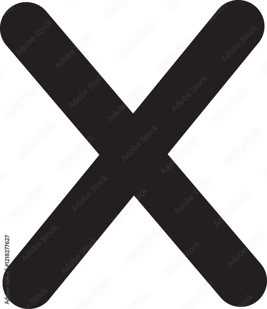 Poster cross sign icon in black flat style. wrong mark symbol. no button for checkbox voting. disagree tick