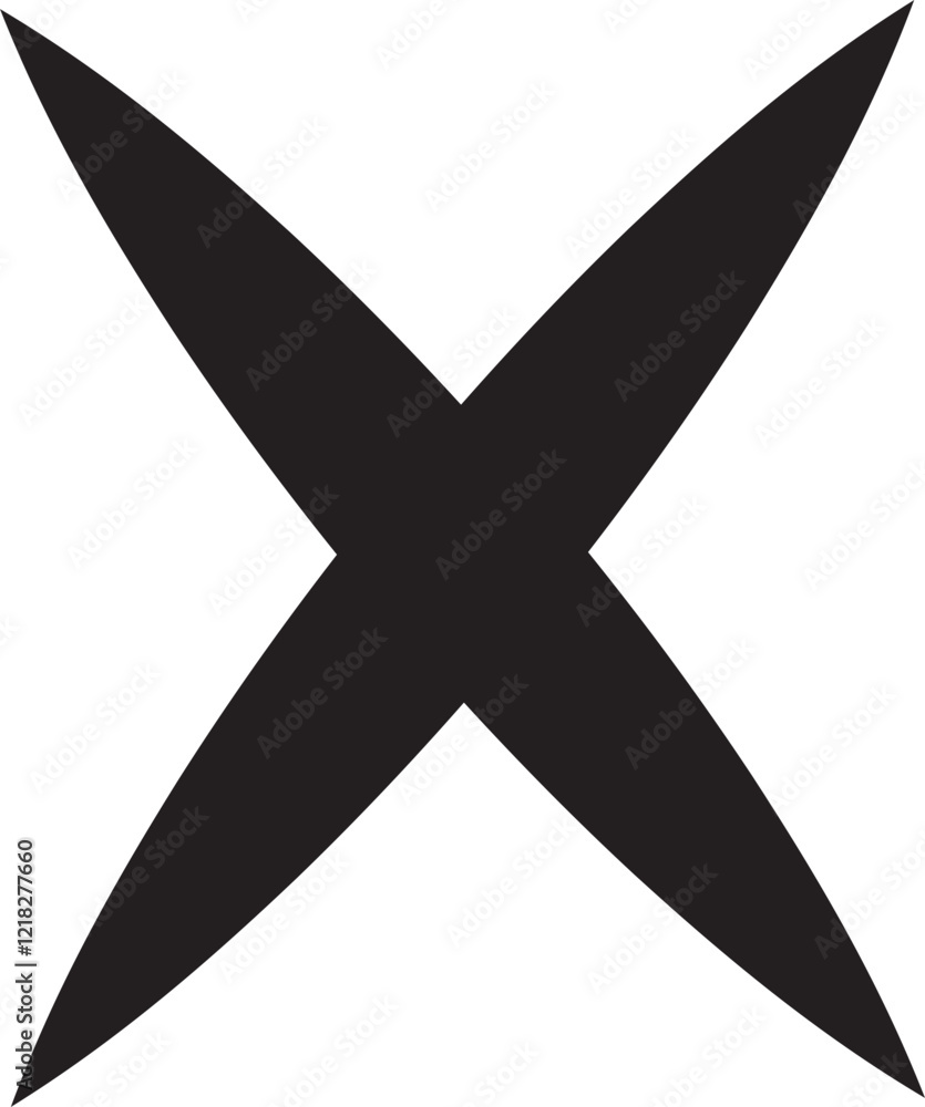 Poster cross sign icon in black flat style. wrong mark symbol. no button for checkbox voting. disagree tick