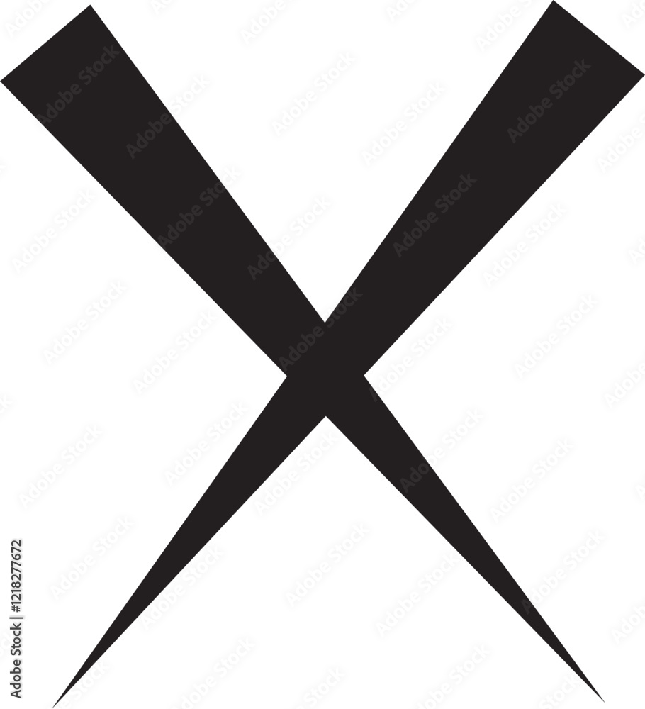 Poster cross sign icon in black flat style. wrong mark symbol. no button for checkbox voting. disagree tick