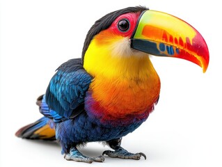 Fototapeta premium A colorful toucan with vibrant feathers and a large beak.
