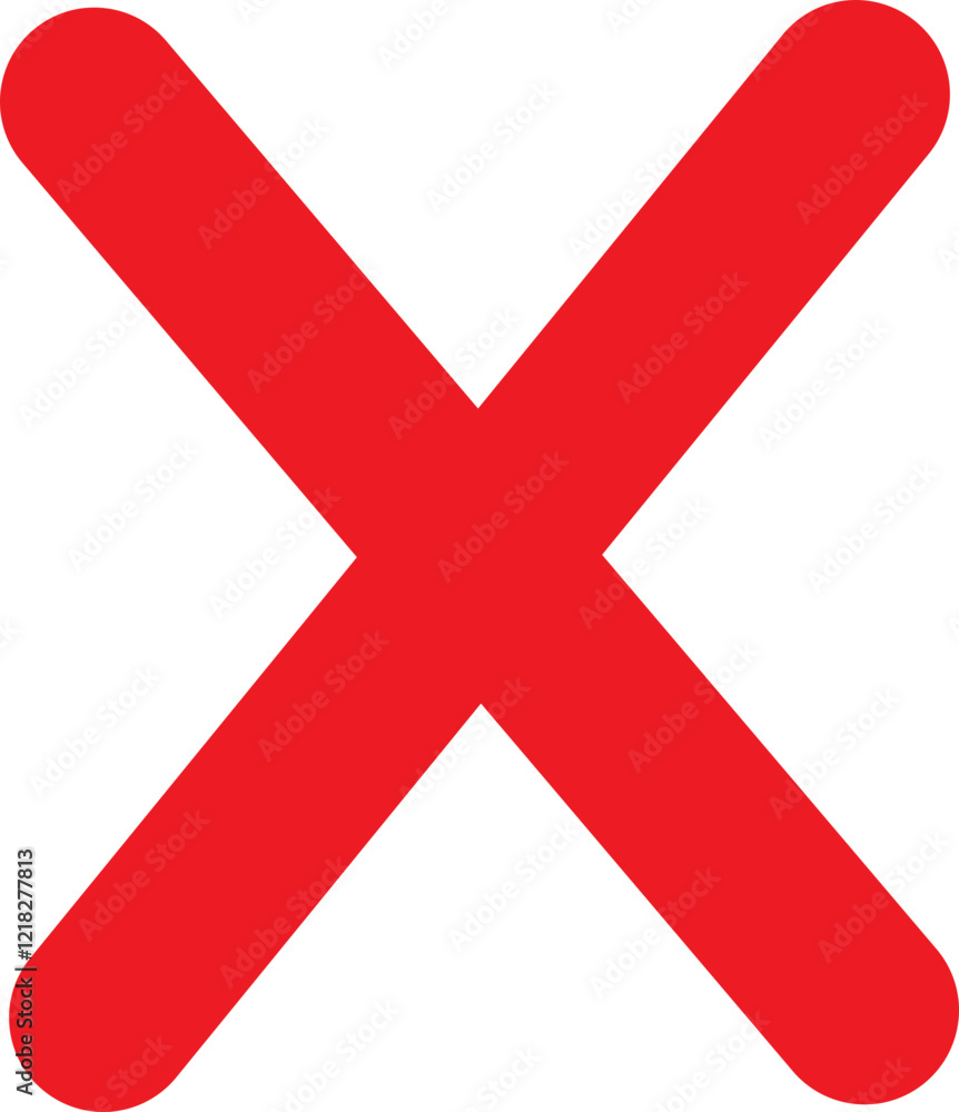Poster cross sign icon in red flat style. wrong mark symbol. no button for checkbox voting. disagree tick b