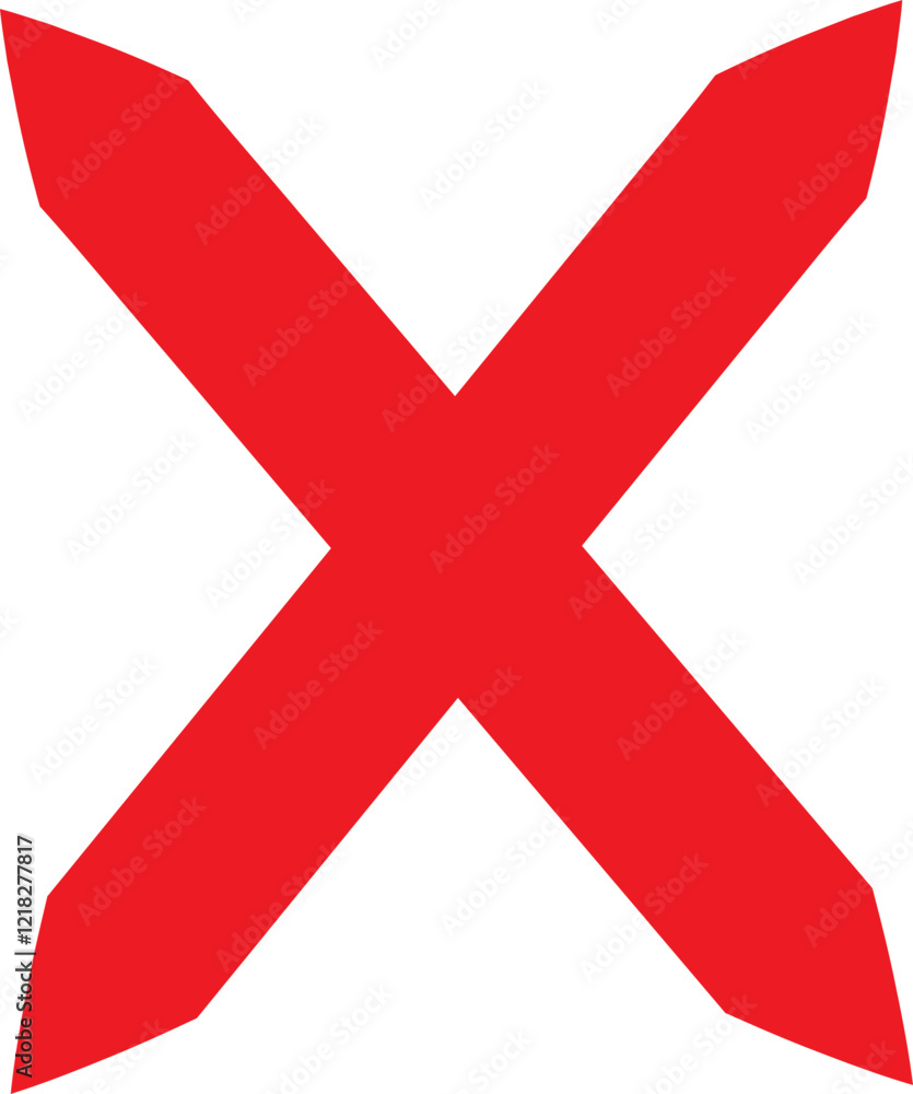Poster cross sign icon in red flat style. wrong mark symbol. no button for checkbox voting. disagree tick b