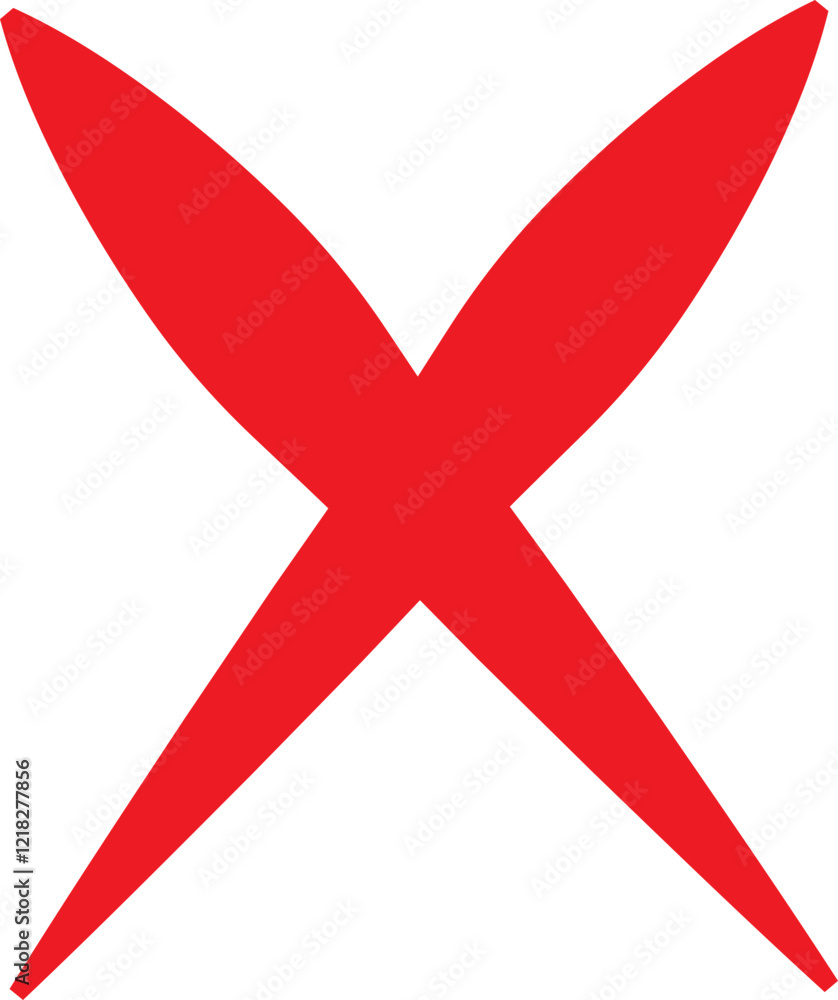 Poster cross sign icon in red flat style. wrong mark symbol. no button for checkbox voting. disagree tick b