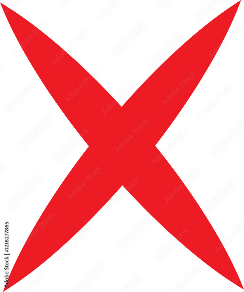 Poster cross sign icon in red flat style. wrong mark symbol. no button for checkbox voting. disagree tick b