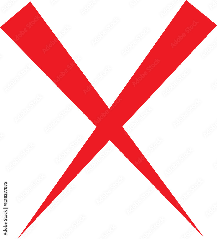 Poster cross sign icon in red flat style. wrong mark symbol. no button for checkbox voting. disagree tick b