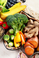 Different types of high carbohydrate food.