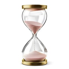 A classic hourglass with sand flowing through it isolated