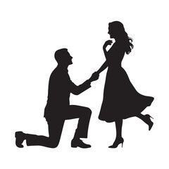 create a silhouette illustration of a man propose.episode