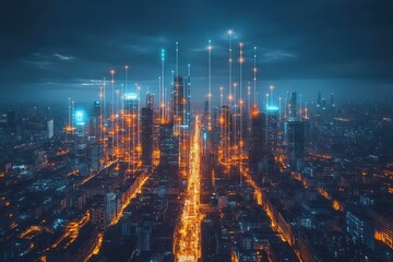 Smart city infrastructure with IoT integration.