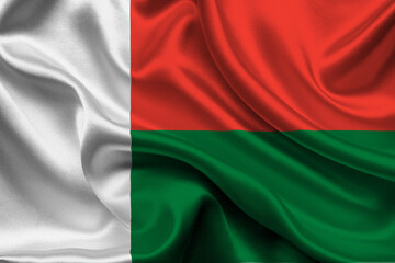 High detailed flag of Madagascar. National Madagascar flag. Africa. 3D illustration.