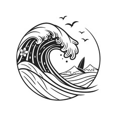 Set Of Wave Drawing