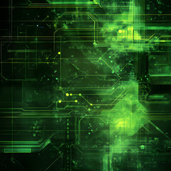 Obraz premium Abstract Green Circuit Design with Glowing Lines and Futuristic Patterns