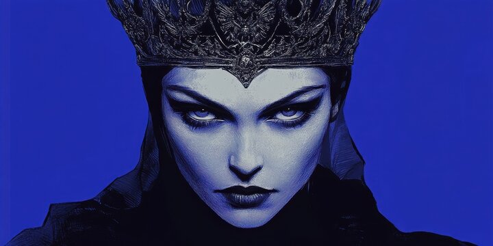 Evil Queen Dark Crown Mysterious Gaze Intense Portrait