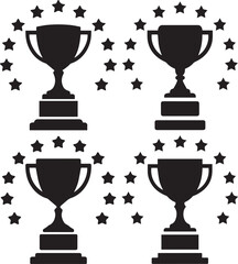 vector illustration set off a trophy cup silhouette icon design on a white background.