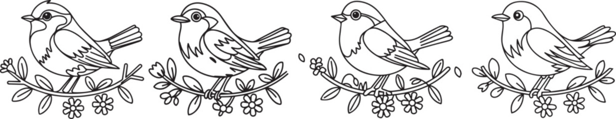 Obraz premium vector illustration of a robin bird with a clean line style.