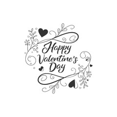 Elegant Valentine's Day Calligraphy with Heart and Floral Patterns