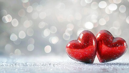 Fototapeta premium Valentine's Day greeting card with hearts and a blank space for your message. Background for valentine's day greeting card with romantic theme. Minimalistic background. Generate AI.