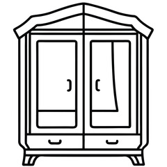Simple Black and White Illustration of a Double Door Wardrobe