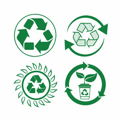 green recycling symbols circular arrows environment eps