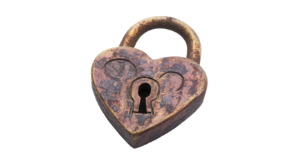 Heart shape padlock on transparent background
