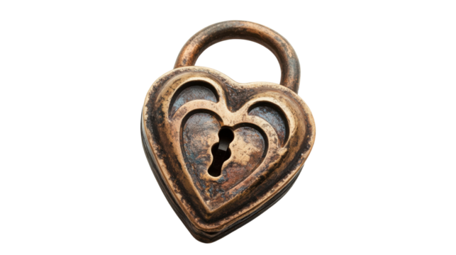 Heart shape padlock on transparent background