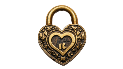 Heart shape padlock on transparent background