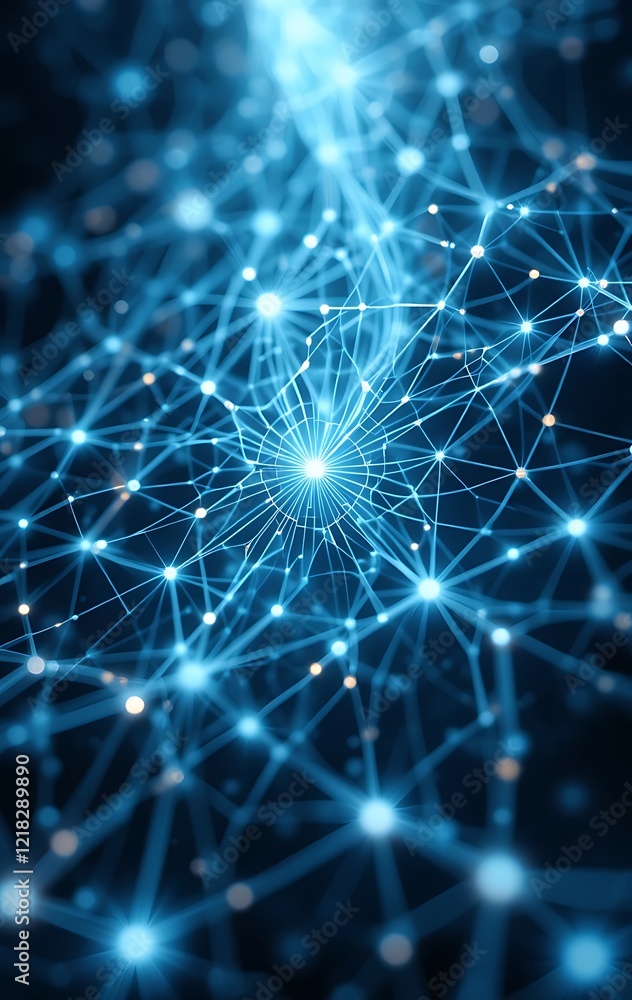 Poster abstract network visualization glowing nodes and connections