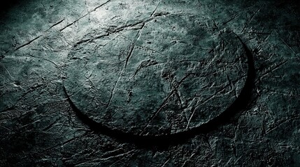 Abstract dark textured surface with mysterious crescent moon shape shadow