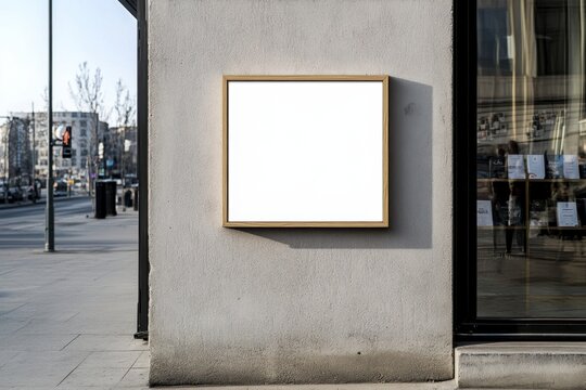 Blank Frame Display on City Wall for Creative Advertising Space