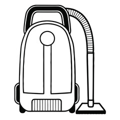 Simple Black and White Vacuum Cleaner Illustration