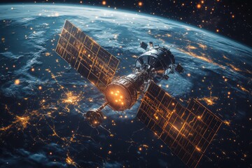 Space exploration technology and satellites.