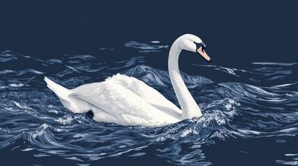 Obraz premium Graceful swan swimming in calm waters nature scene wildlife photography serene environment close-up view