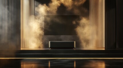 Luxury Black Soundbar in Golden Room Setting