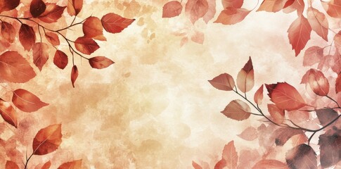 Autumn Watercolor Leaves Frame Design Background