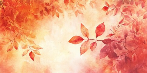 Autumnal Watercolor Leaves Branch Design