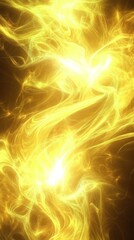 Abstract gold energy swirls, glowing light.