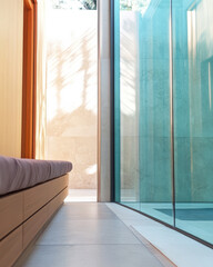 Fototapeta premium Modern architectural design featuring natural light in a minimalist space
