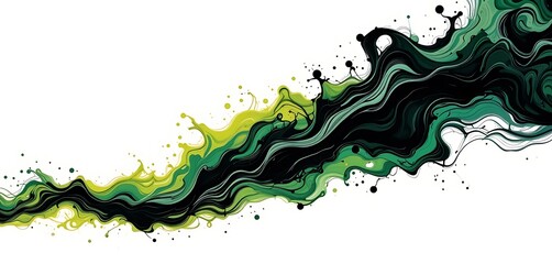 Obraz premium Abstract Green and Black Liquid Paint Swirl Design