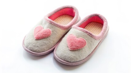 Adorable slippers with heart-shaped insoles and soft lining, heart shape, comfort,  heart shape, comfort