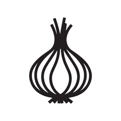 Silhouette vector art featuring an onion, minimalist vector illustration of an onion silhouette