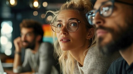 Focused Team Collaboration in a Modern Workspace: Diverse Individuals Engaged in Creative Discussions at a Trendy Coffee Shop Setting